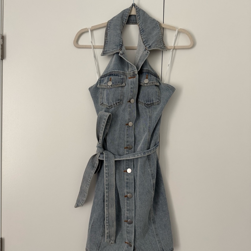 Lulu's Blue Denim Backless Dress